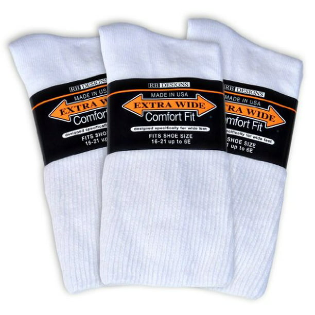 Do not size up Socks for Men and Women Pick your size Made in USA Extra Wide Comfort Fit Athletic Crew Mid-Calf 